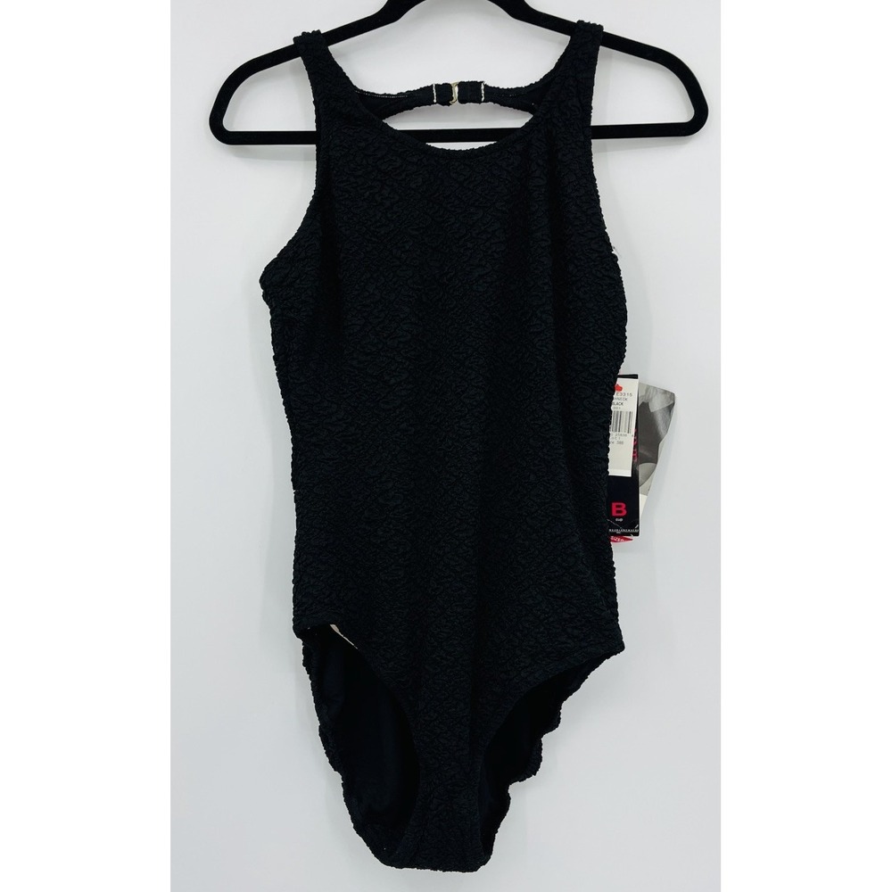 New Roxanne Bra Sized One Piece Swimsuit Size 38B / 16 Black NOS